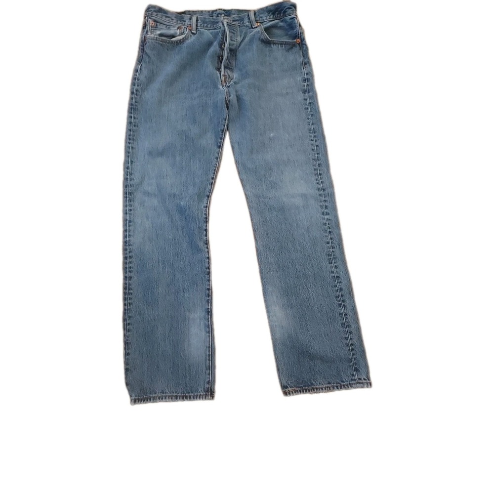 Levi's Men's 501 35x32 Original Straight Fit Jeans - Light Wash Denim Button Fly